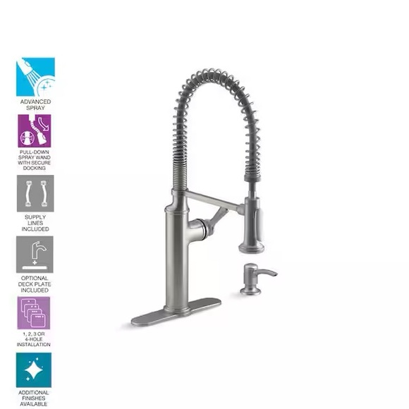 NIB Kohler Sous Pro-Style Single Handle Pull Down Sprayer Kitchen Faucet - Picture 8 of 9
